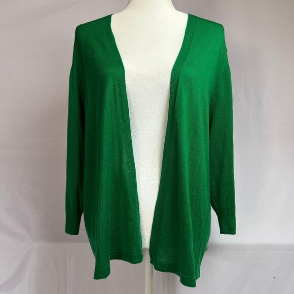 Cozy Cabincore Cardigan Emerald Green Knit Womens 1X Worthington Classic Sweater - Picture 1 of 6